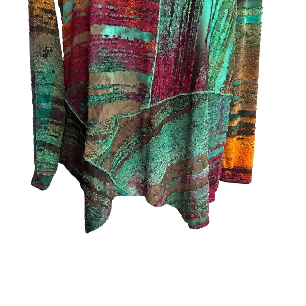Ali Miles Blouse Womens Small Textured Cowl Neck Top Colorful Fall Unique Artsy - Picture 3 of 8